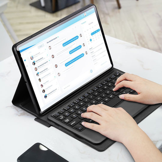 Dux Ducis Touchpad Flip Cover με Πληκτρολόγιο στα Αγγλικά US Μαύρη (Galaxy Tab S7)