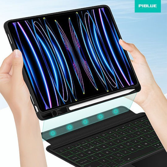 Piblue Klappdeckel mit Tastatur Schware (Apple iPad Air 10,9)