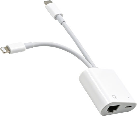 Convertor 3.5mm / USB-C masculin în Lightning / RJ-45 masculin Alb 1buc NA0023