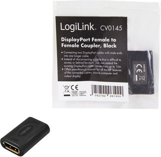 LogiLink Μετατροπέας DisplayPort male σε DisplayPort female 1τμχ CV0145