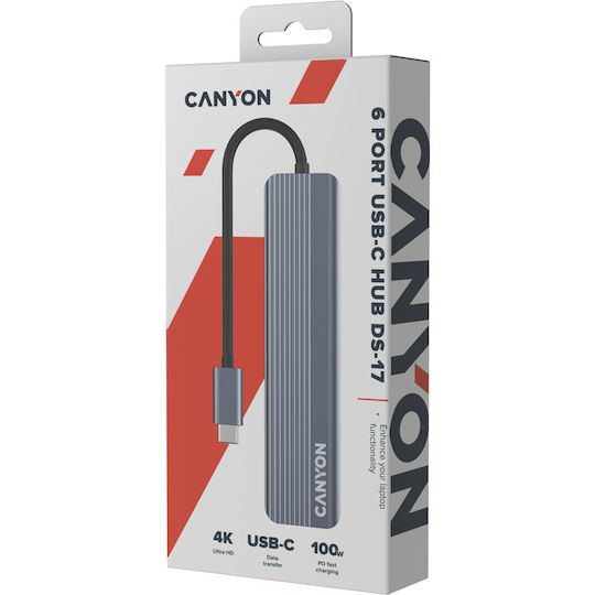 Canyon USB-C Docking Station with HDMI 4K PD Ethernet Grey