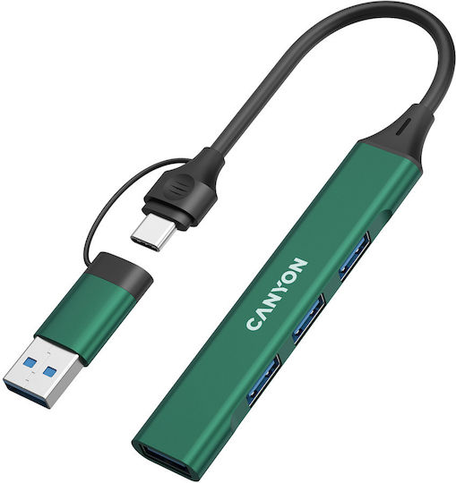 Canyon Hub 4 Θυρών USB 2.0 με σύνδεση USB-A Πράσινο