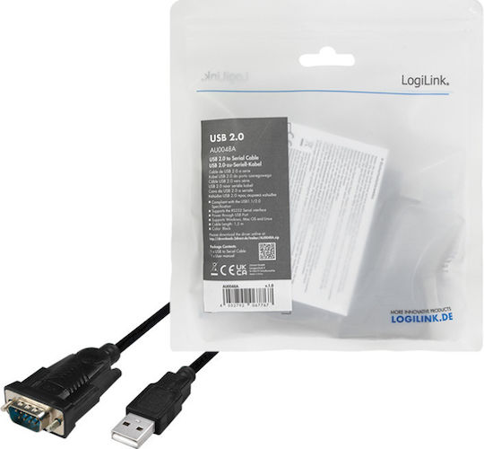 LogiLink Cable USB-A to RS232 9-pin male 1.5m (AU0048A) 1pcs
