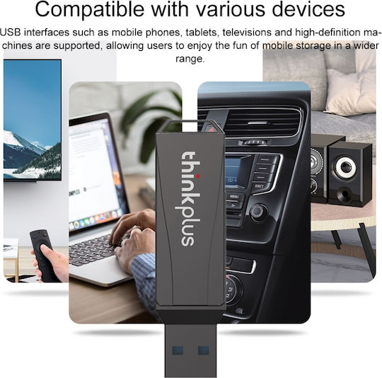 Lenovo Thinkplus MU252 64GB USB 3.1 Stick cu conexiune USB-A & USB-C Negru