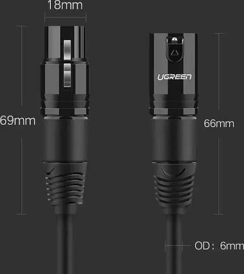 Ugreen Av130 Cable XLR female - XLR male Μαύρο 3m 66718