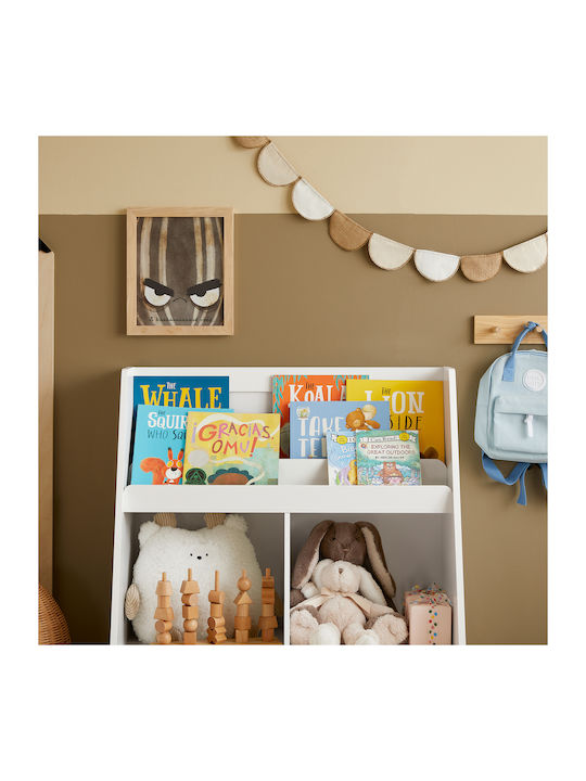 Kids Wooden Bookcase White 80x100x40cm