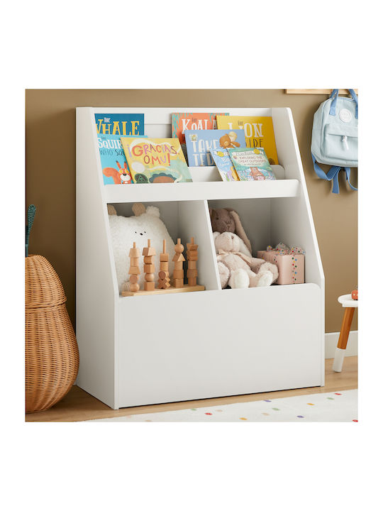 Kids Wooden Bookcase White 80x100x40cm