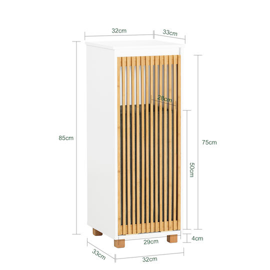 SoBuy Badezimmerschrank Wäscherei B33xT32.5xH85cm Weiß
