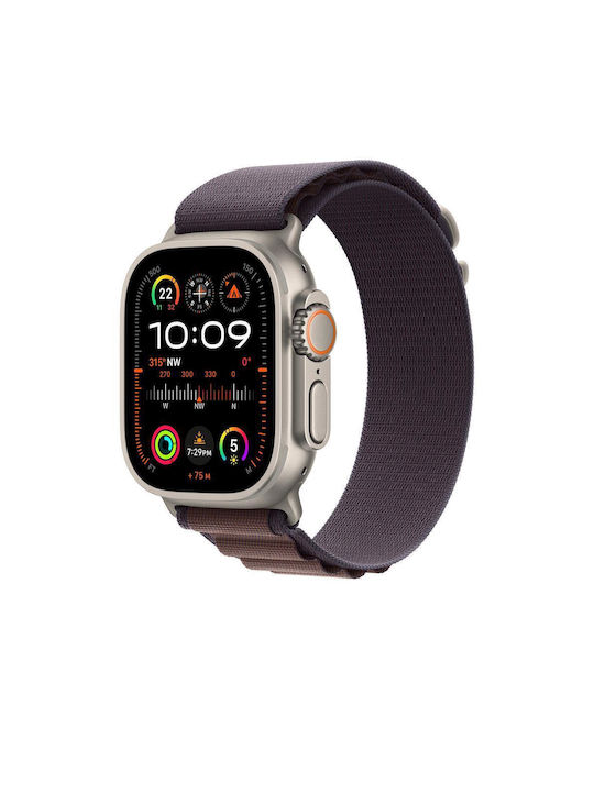 Apple Alpine Loop Small Natural Titanium Finish Λουράκι Υφασμάτινο Indigo (Apple Watch 44, 45, 46, 49mm)