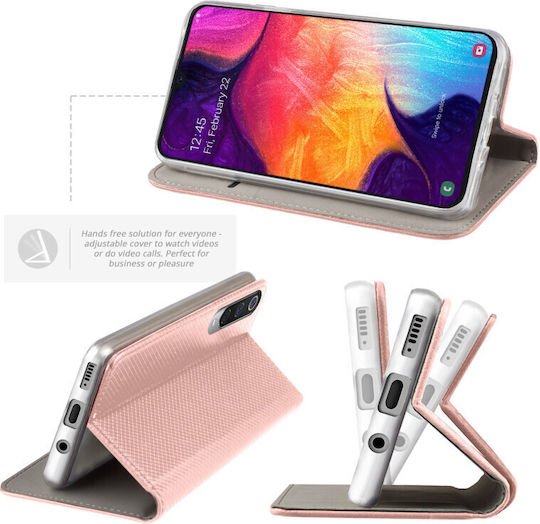 Forcell Smart Magnet Book Δερματίνης Ροζ Χρυσό (Galaxy A7 2018)