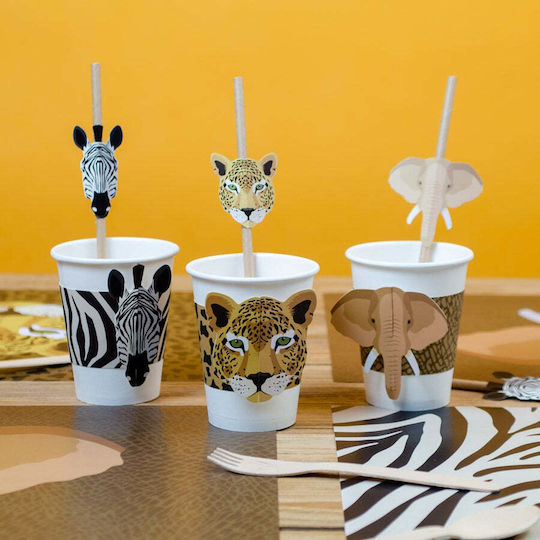 Set of 6 Paper Straws Party Savanna