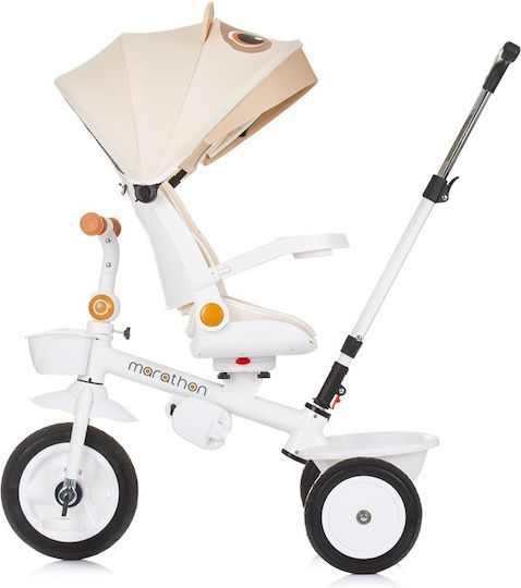 Chipolino Kids Tricycle Bicycle Marathon with Storage Space, Parental Handle & Tent for 1-3 Years Beige