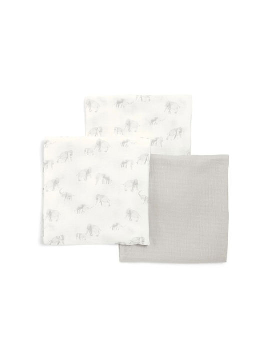 Mamas & Papas Muslin Swaddle Wraps Gray 90x90cm. 3pcs