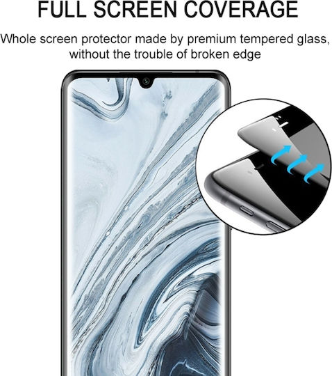 Vollkleber Vollflächig gehärtetes Glas Schwarz (Mi Note 10 Lite)