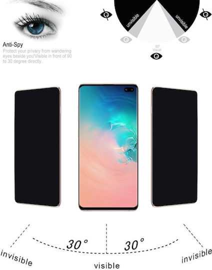 Anti Spy Закалено стъкло за цялото лице Черен (Galaxy S10+)