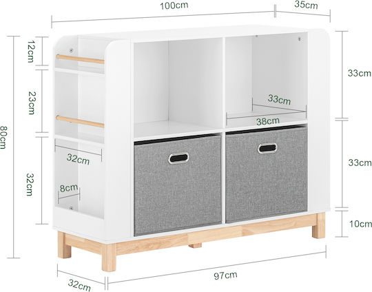 Bücherregal Boden Weiß 100x80x35cm