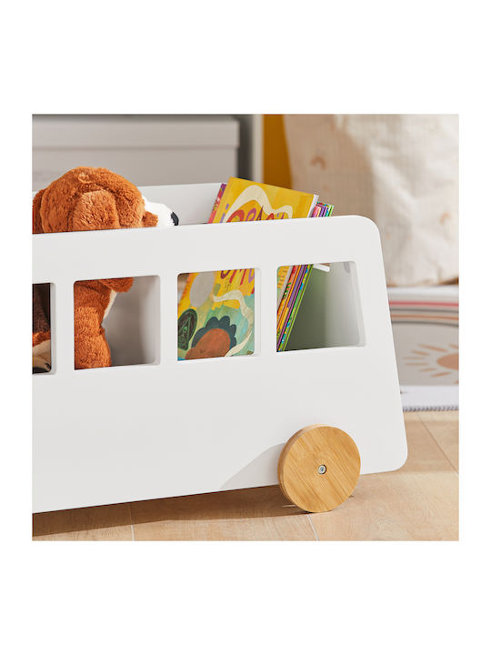 Kids Wooden Bookcase White 69x33.5x41cm