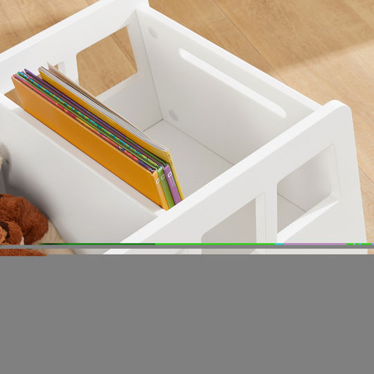Kids Wooden Bookcase White 69x33.5x41cm
