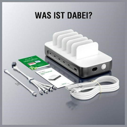 4Smarts Ladestation mit USB-A Anschluss und 5 USB-C Anschlüsse 100W Stromlieferung in Gray Farbe