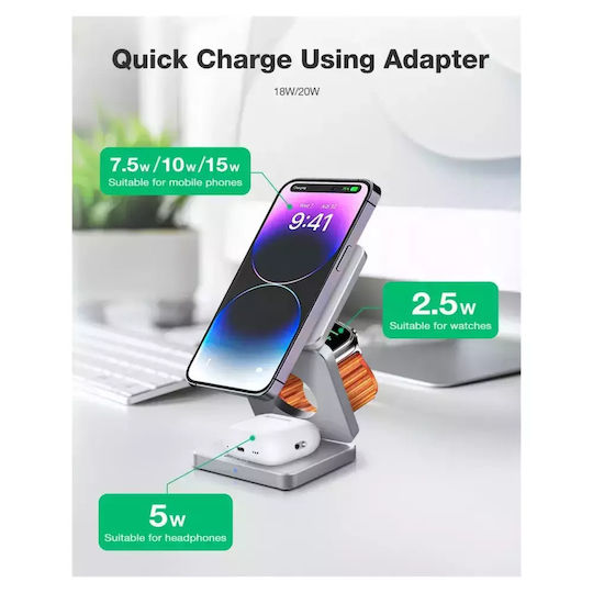 BlitzWolf Зарядно Устройство Magsafe 15W Power Delivery Сребристо (BW-IW30)