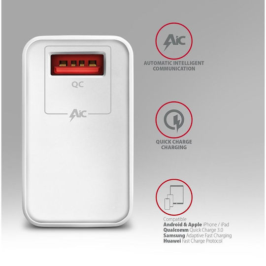 Axagon Зарядно без кабел 19W Quick Charge 3.0 Бял (AZAXNLSACUQC19W)
