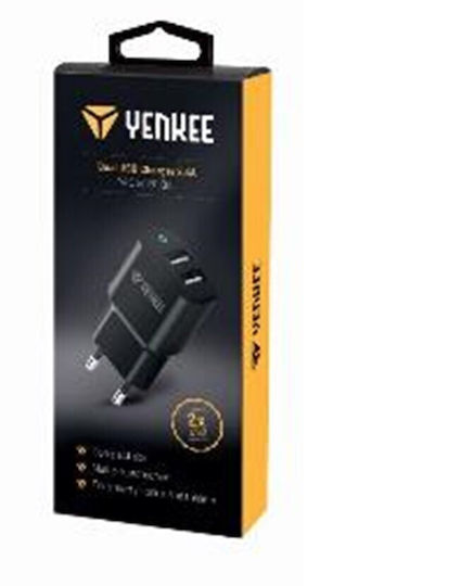 Yenkee Φορτιστής Χωρίς Καλώδιο με 2 Θύρες USB-A 12W Μαύρος (YAC 2024 BK)