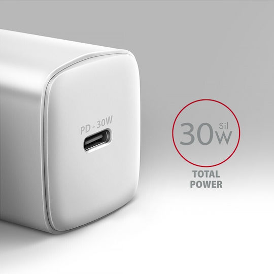 Axagon Charger Without Cable with USB-C Port 30W Power Delivery / Quick Charge 3.0 Whites