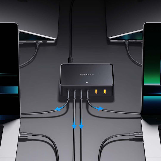 Voltme Charging Stand GaN with 2 USB-A Ports and 4 USB-C Ports 240W Power Delivery in Black color (Revo 240)