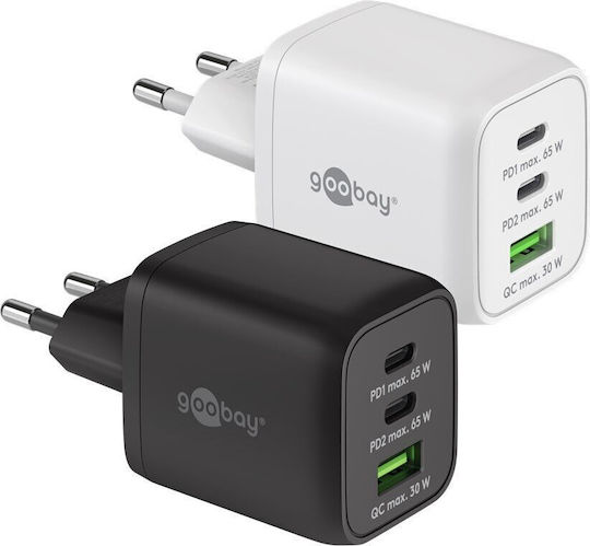 Goobay Φορτιστής Χωρίς Καλώδιο με Θύρα USB-A και 2 Θύρες USB-C 65W Power Delivery Μαύρος (64753)