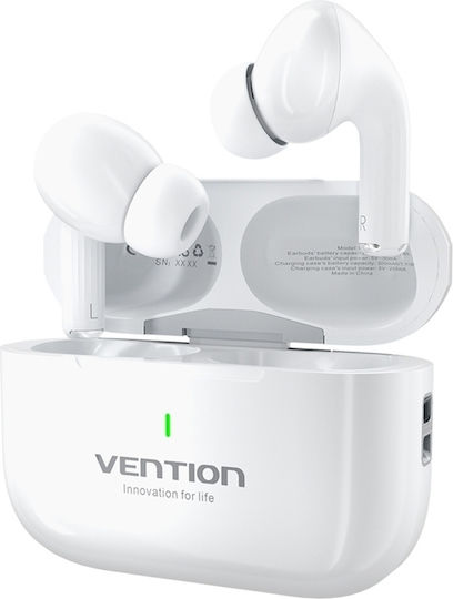 Vention Echo Lite E11 In-ear Bluetooth Handsfree Ακουστικά με Αντοχή στον Ιδρώτα και Θήκη Φόρτισης Λευκά