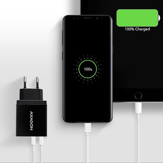 Axagon Φορτιστής Χωρίς Καλώδιο με 2 Θύρες USB-A Quick Charge 3.0 Μαύρος (ACU-QS24)