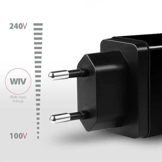 Axagon Φορτιστής Χωρίς Καλώδιο με 2 Θύρες USB-A Quick Charge 3.0 Μαύρος (ACU-QS24)