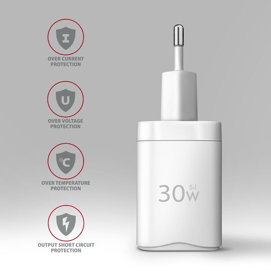 Axagon Charger Without Cable 30W Power Delivery / Quick Charge 3.0 Whites (AZAXNLSACUPQ30W)