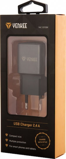Yenkee Charger Without Cable with USB-A Port Blacks (YAC 2013BK)