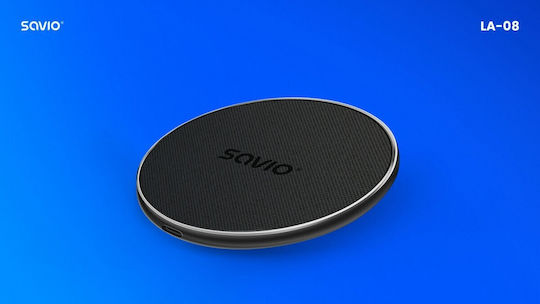 Savio Ασύρματος Φορτιστής (Qi Pad) 15W Power Delivery Μαύρος (LA-08)