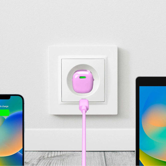 Puro Φορτιστής Χωρίς Καλώδιο GaN με Θύρα USB-C 20W Power Delivery Ροζ (PUFCMTCUSBC20WGPINK)