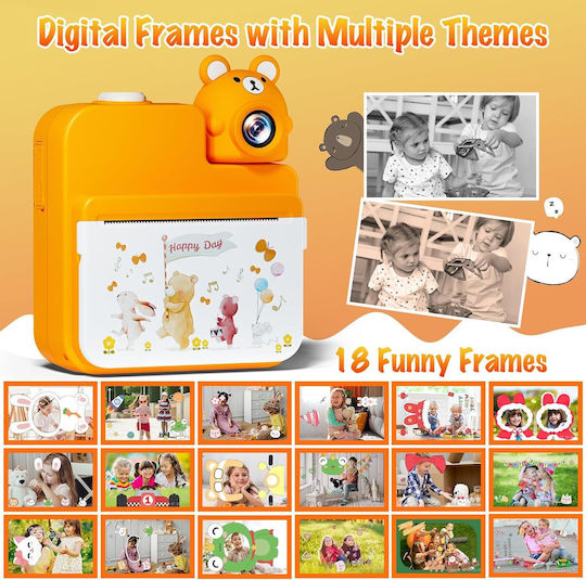 Kids Camera 14MP with Thermal Printing Orange