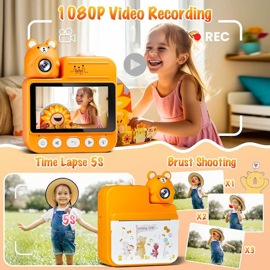 Kids Camera 14MP with Thermal Printing Orange