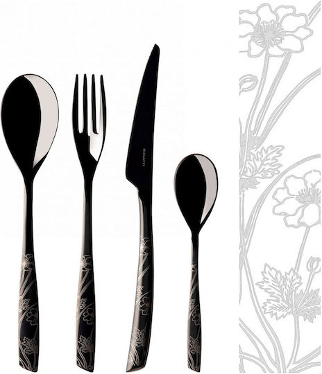Casa Bugatti Riviera Set de Tacâmuri Inoxidabil Negre 24buc