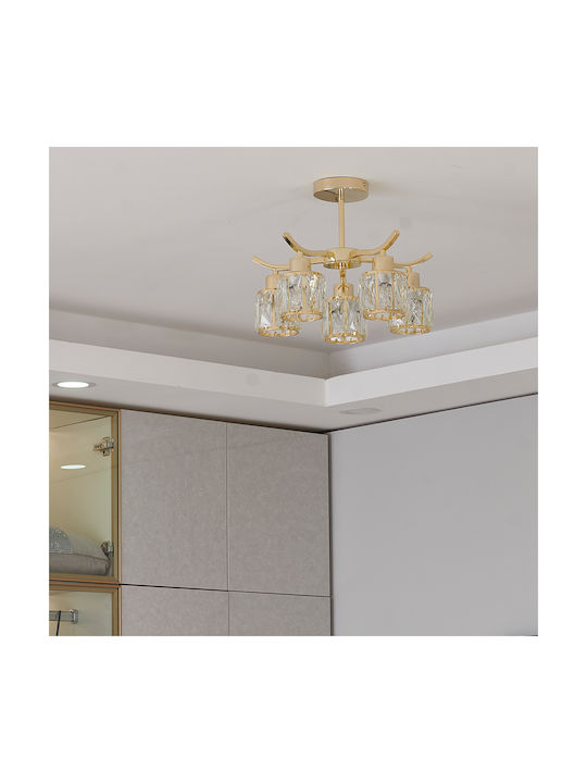 Agora Lighting Plafonieră de Tavan Aurie cu Soclu E27 cu Cristale