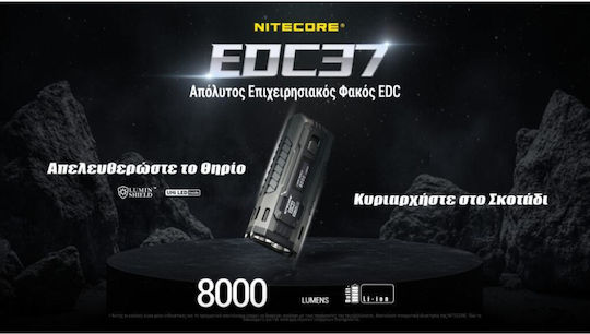 NiteCore Flashlight LED with Maximum Brightness 8000lm EDC37 Black