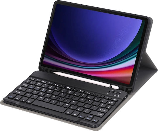 Tablet Hülle Mit Abnehmbarem Bluetooth Tastatur Für Samsung Galaxy Tab S9 FE S10 Lite - Schwarz