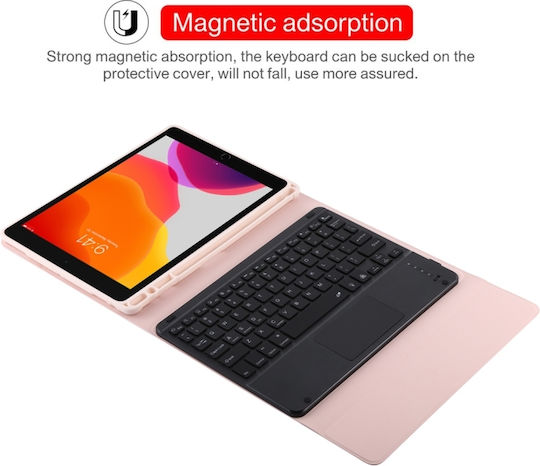 Touchpad Bluetooth Flip Cover με Πληκτρολόγιο στα Αγγλικά US Ροζ (iPad Air 2019 / iPad Pro 2017 10.5")