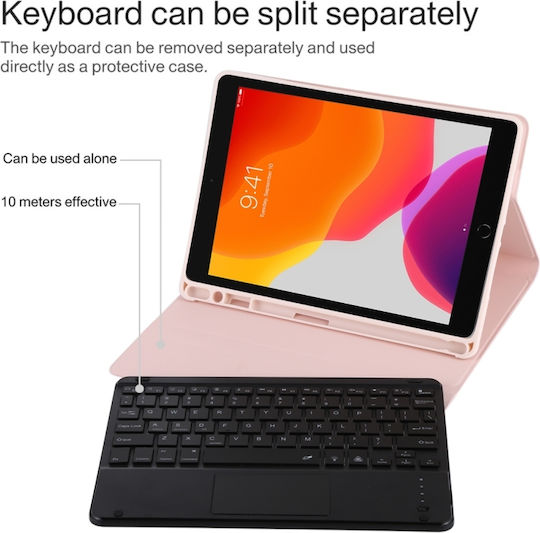 Touchpad Bluetooth Flip Cover με Πληκτρολόγιο στα Αγγλικά US Ροζ (iPad Air 2019 / iPad Pro 2017 10.5")