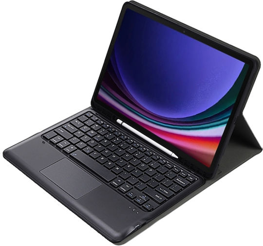 Flip Cover mit Tastatur in Englisch US Schwarz für Galaxy Tab S9+