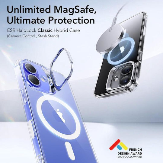 ESR Classic Hybrid Halolock Kickstand Umschlag Rückseite Transparent (iPhone 16 Plus)