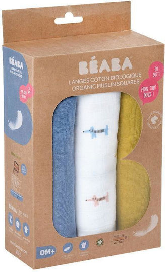Beaba Teckel Prosoape Pentru Eructație Și Învelișuri Pentru Înfășat Din Muselină Multicolore 70x70cm 3 Bucăți