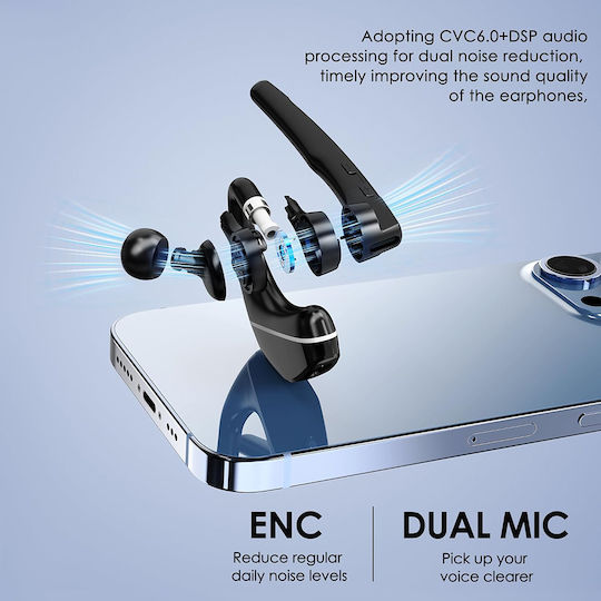 Techsuit A6L In-ear Bluetooth Handsfree Ακουστικό Μαύρο