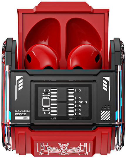 The Transformers MG-C03 In-ear Bluetooth Handsfree Căști cu Carcasă de Încărcare Roșu