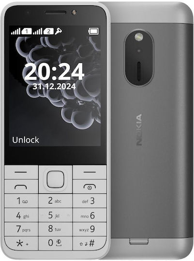 Nokia 230 (2024) Dual SIM Telefon Mobil cu Butoane (Meniu în Limba Engleză) Alb